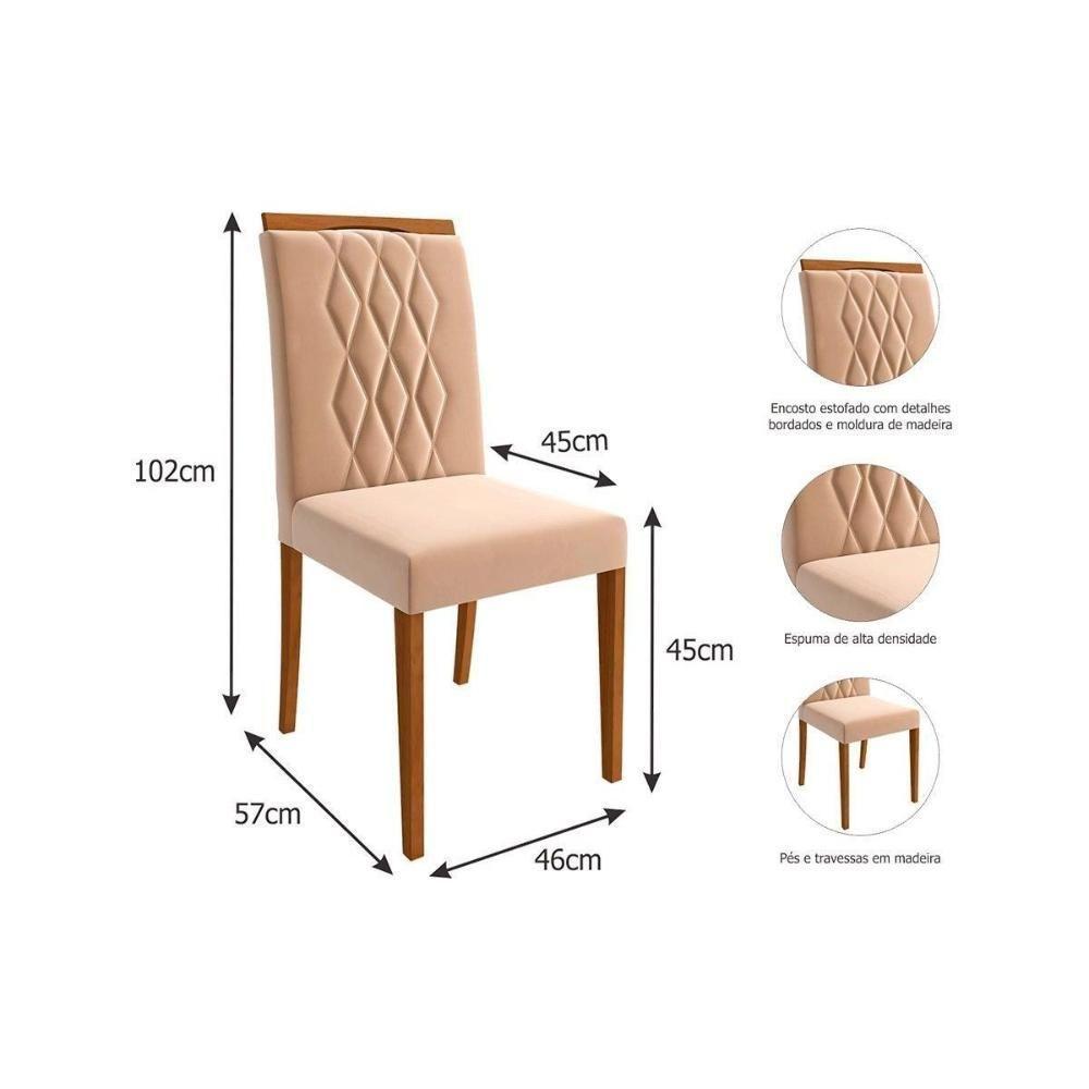 Kit 4 Cadeiras De Cozinha Juliana 4 Un Madeirado-suede Nude Bege - Cimol - 3