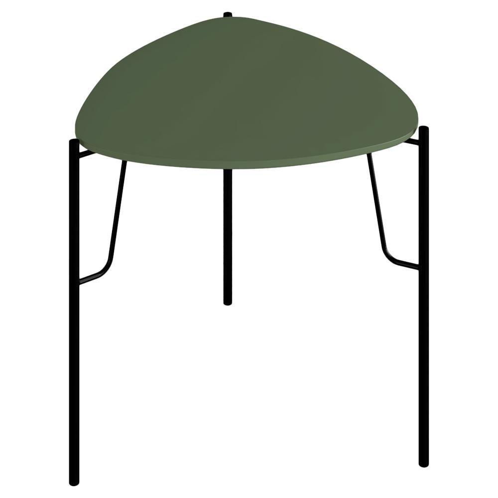 Mesa Lateral Para Sala De Estar Baixa Pés Industrial Preto Alef I03 Musgo - Lyam Decor - 1