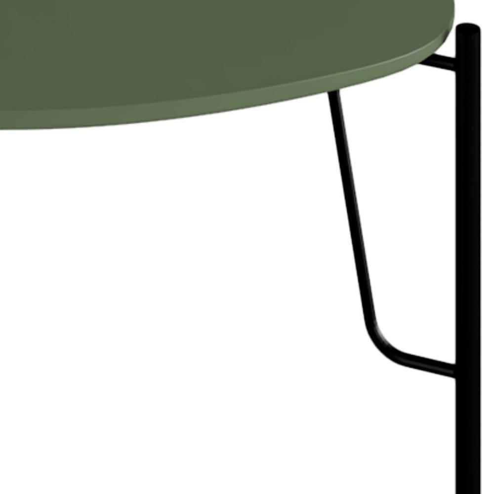 Mesa Lateral Para Sala De Estar Baixa Pés Industrial Preto Alef I03 Musgo - Lyam Decor - 4