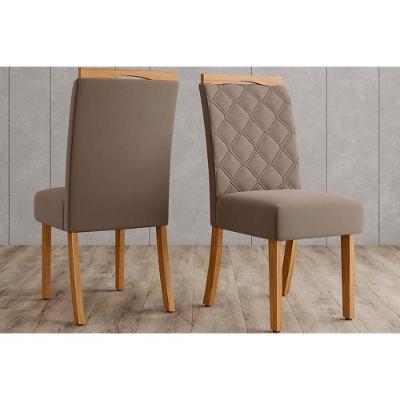 Kit 2 Cadeiras Sala Jantar Bella 2 Un Nature-suede Marrom Amendoa - Henn