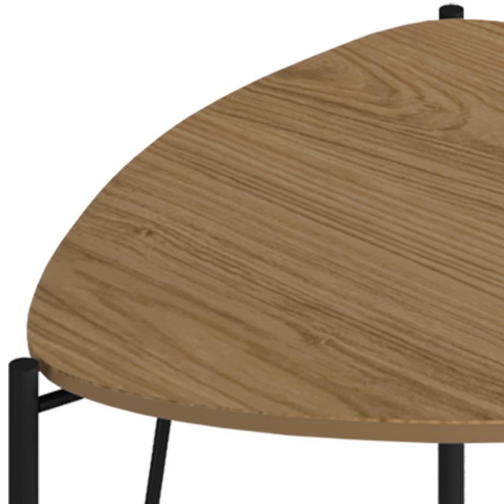 Mesa Lateral Para Sala De Estar Baixa Pés Industrial Preto Alef I03 Louro - Lyam Decor - 6