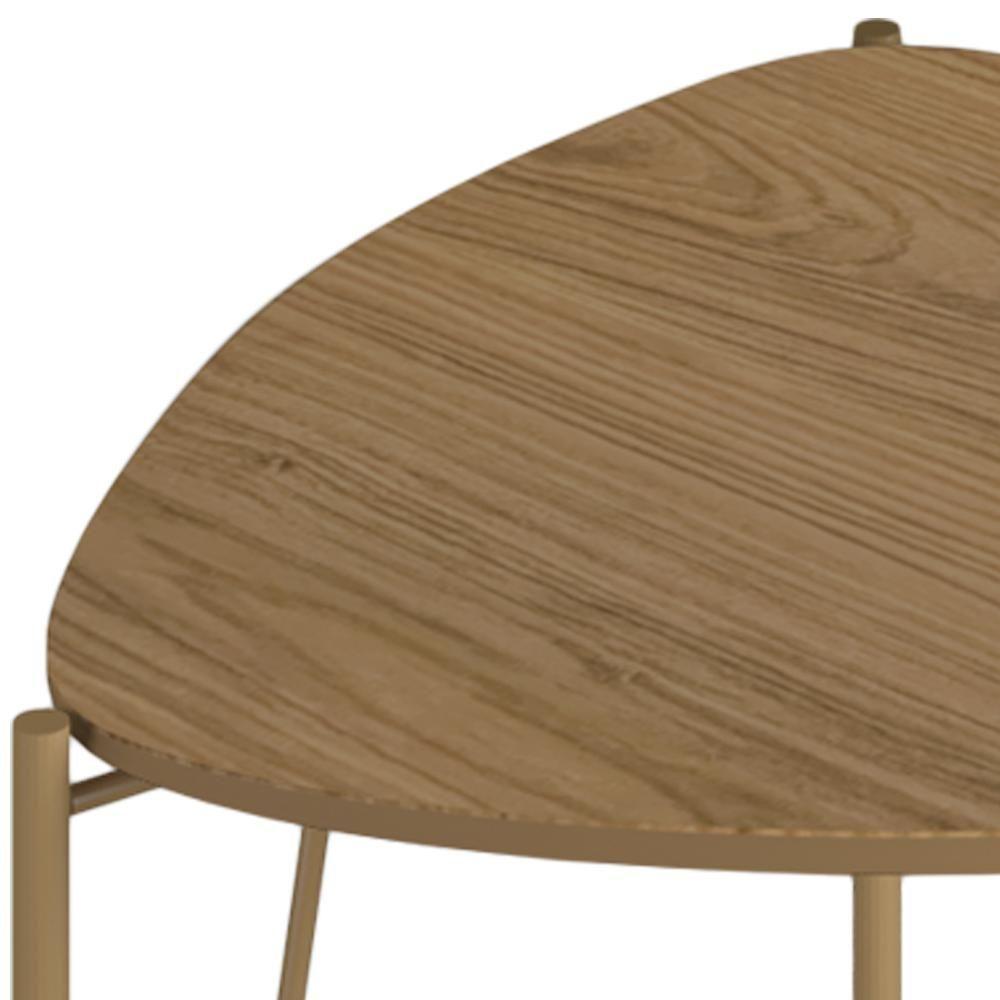 Mesa Lateral Para Sala De Estar Baixa Pés Industrial Dourado Alef I03 Louro - Lyam Decor - 5