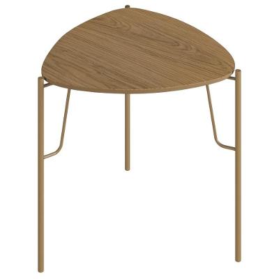 Mesa Lateral Para Sala De Estar Baixa Pés Industrial Dourado Alef I03 Louro - Lyam Decor