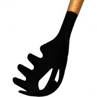 Kit 12 Utensílios De Cozinha Em Silicone E Cabo De Madeira - Preto - 3