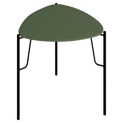 Mesa Lateral Para Sala De Estar Alta Pés Industrial Preto Alef I03 Musgo - Lyam Decor