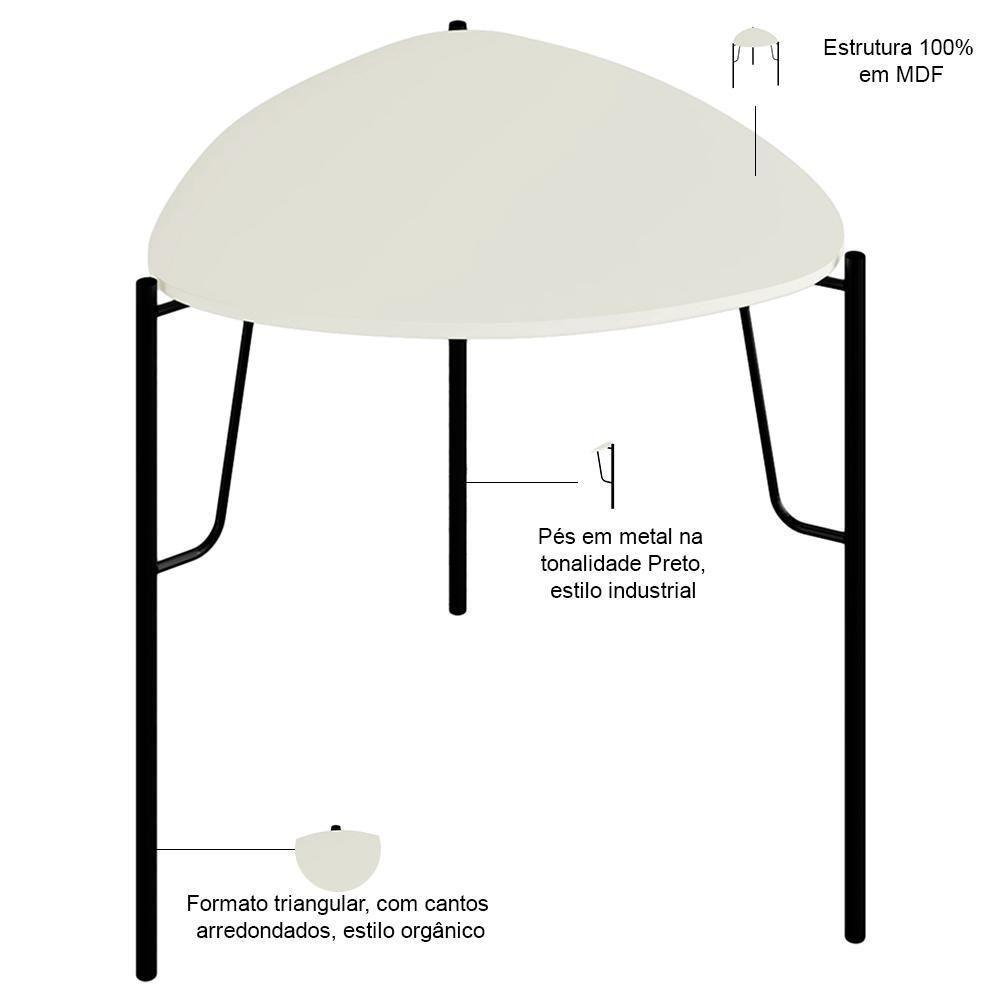 Mesa Lateral Para Sala De Estar Alta Pés Industrial Preto Alef I03 Luna - Lyam Decor - 3