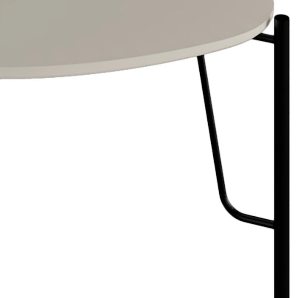 Mesa Lateral Para Sala De Estar Alta Pés Industrial Preto Alef I03 Grigio - Lyam Decor - 4