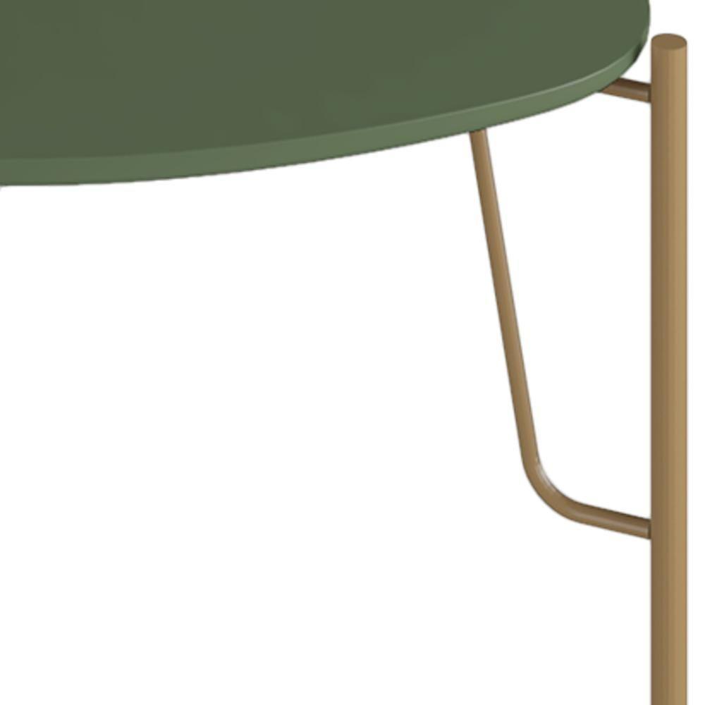 Mesa Lateral Para Sala De Estar Alta Pés Industrial Dourado Alef I03 Musgo - Lyam Decor - 4