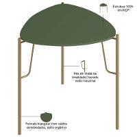 Mesa Lateral Para Sala De Estar Alta Pés Industrial Dourado Alef I03 Musgo - Lyam Decor - 2