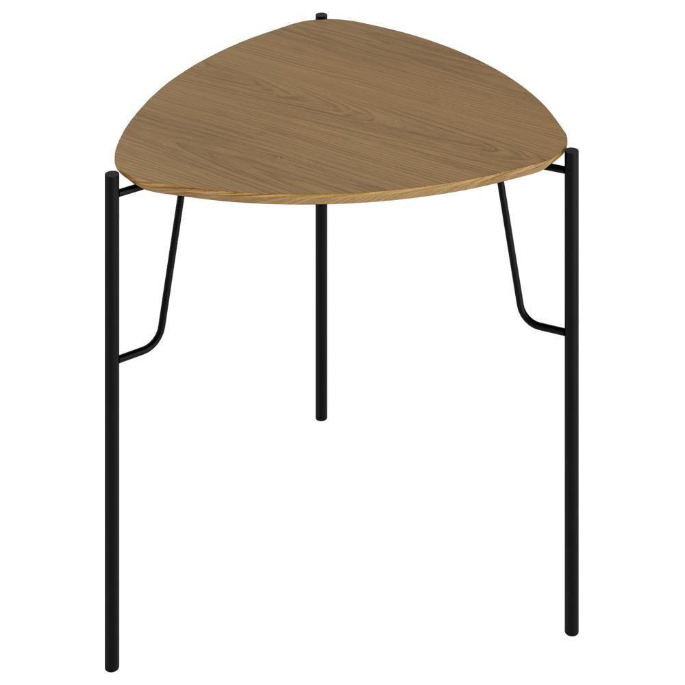 Mesa Lateral Para Sala De Estar Alta Pés Industrial Preto Alef I03 Louro - Lyam Decor - 1