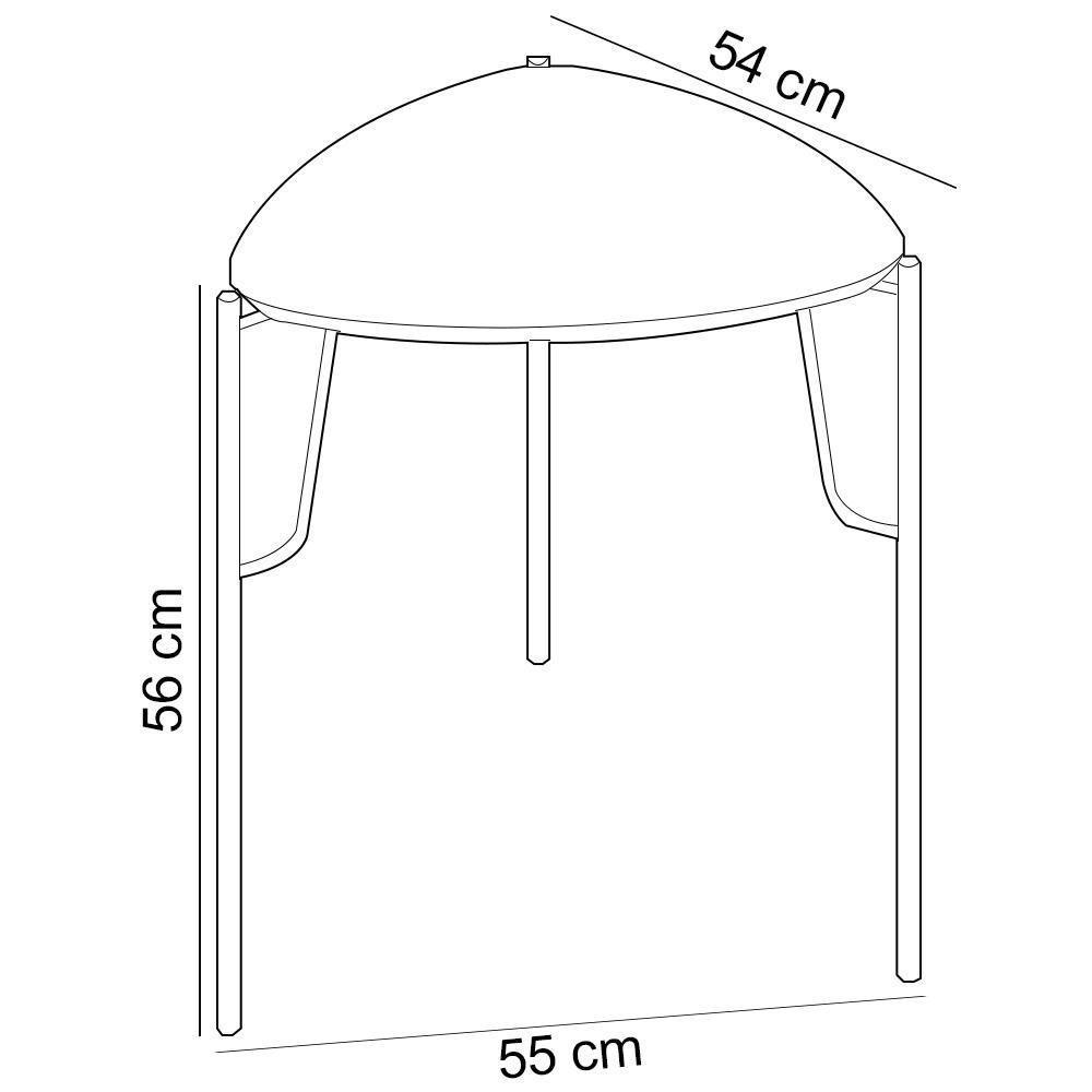Mesa Lateral Para Sala De Estar Alta Pés Industrial Preto Alef I03 Louro - Lyam Decor - 4