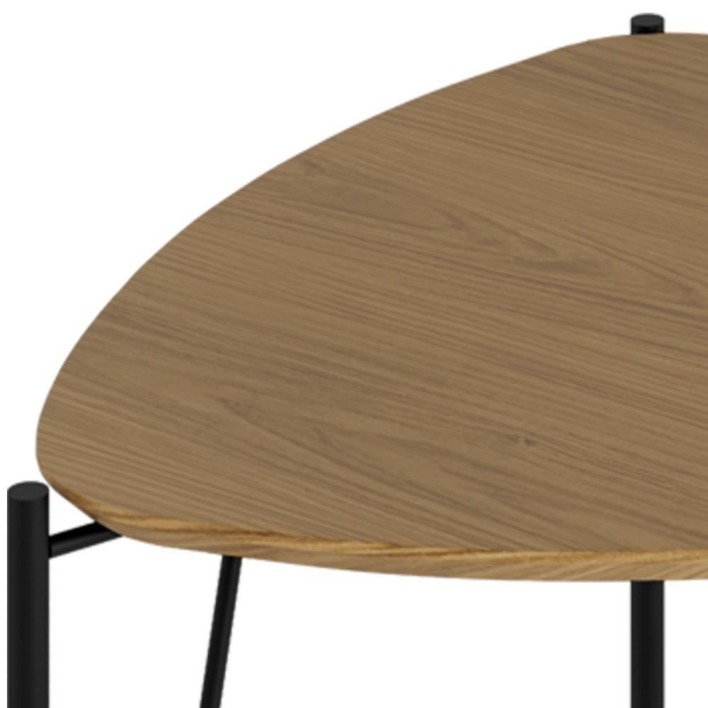 Mesa Lateral Para Sala De Estar Alta Pés Industrial Preto Alef I03 Louro - Lyam Decor - 6