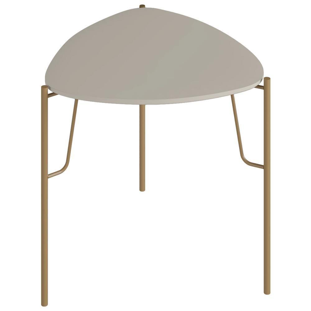 Mesa Lateral Para Sala De Estar Alta Pés Industrial Dourado Alef I03 Grigio - Lyam Decor - 1
