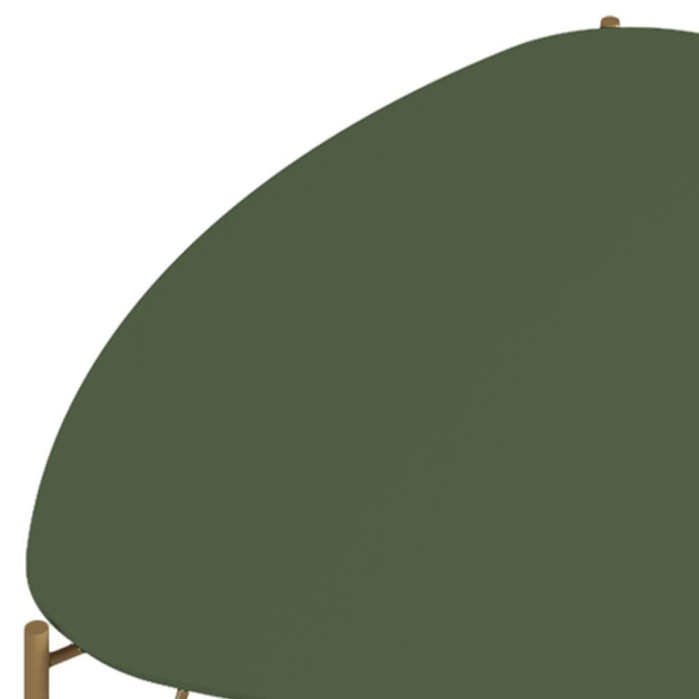 Mesa De Centro Para Sala De Estar Baixa Pés Industrial Dourado Alef I03 Musgo - Lyam Decor - 4