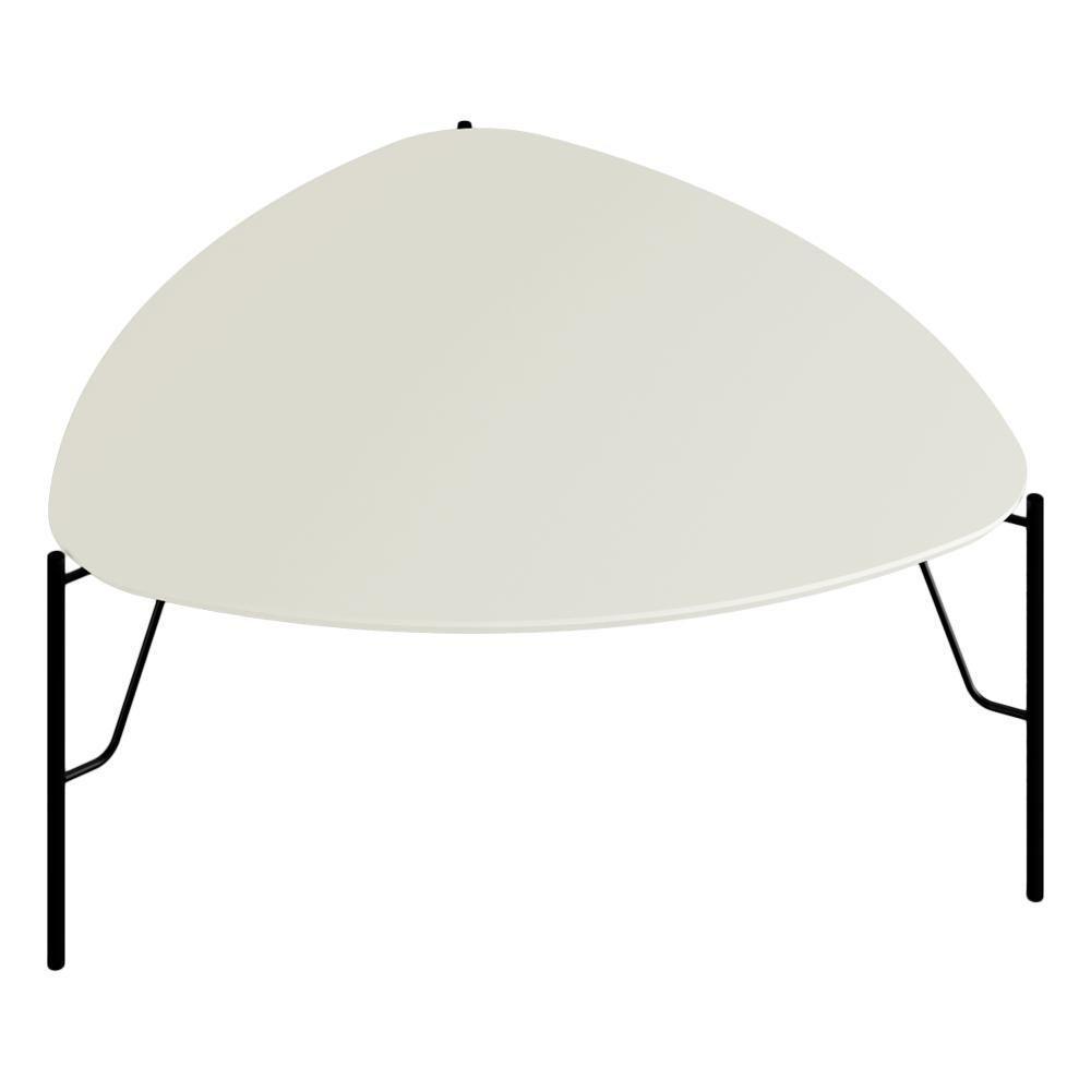 Mesa De Centro Para Sala De Estar Baixa Pés Industrial Preto Alef I03 Luna - Lyam Decor - 1