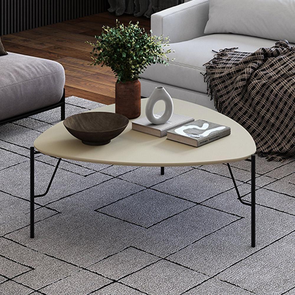 Mesa De Centro Para Sala De Estar Baixa Pés Industrial Preto Alef I03 Luna - Lyam Decor - 2