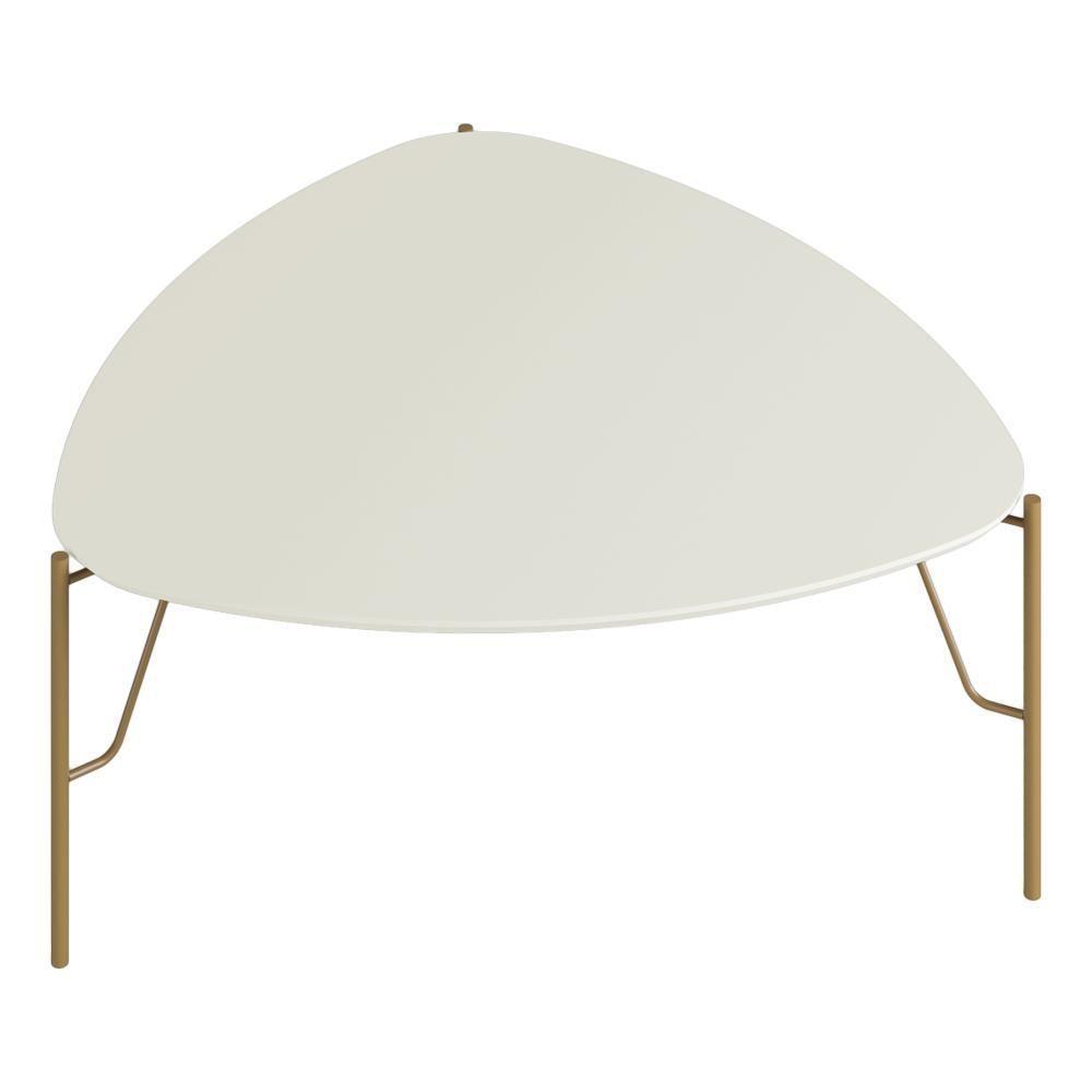 Mesa De Centro Para Sala De Estar Baixa Pés Industrial Dourado Alef I03 Luna - Lyam Decor - 1