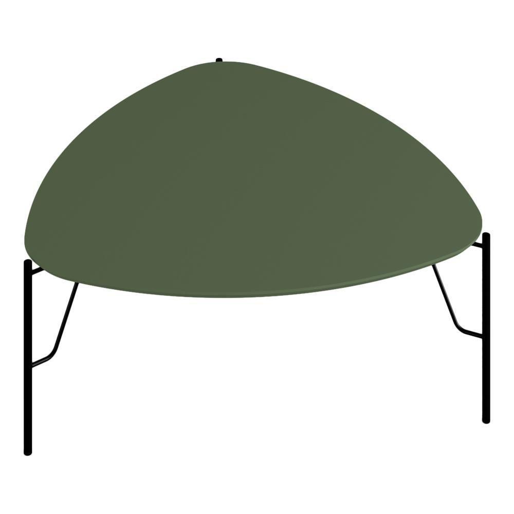 Mesa De Centro Para Sala De Estar Alta Pés Industrial Preto Alef I03 Musgo - Lyam Decor - 1