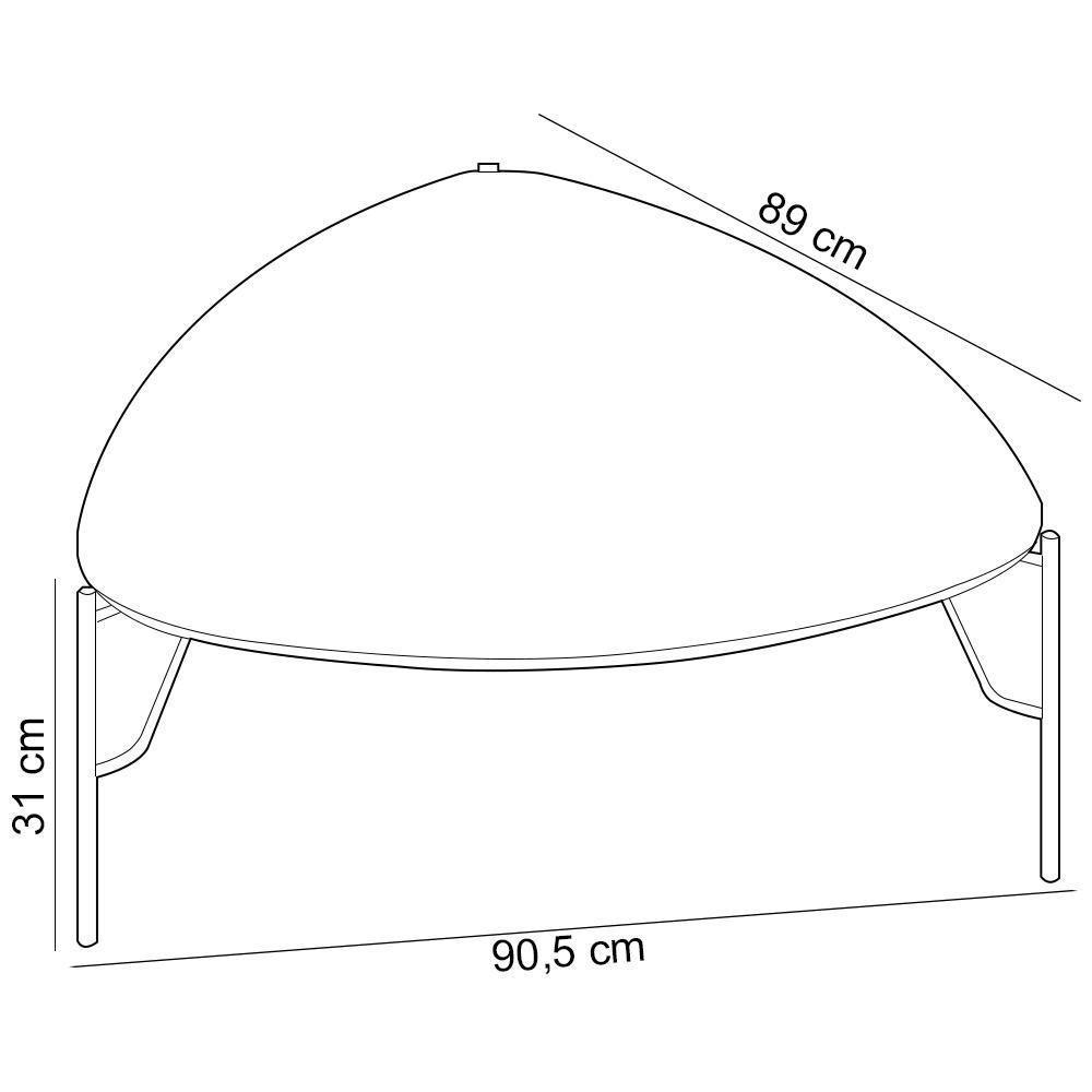 Mesa De Centro Para Sala De Estar Baixa Pés Industrial Dourado Alef I03 Louro - Lyam Decor - 4