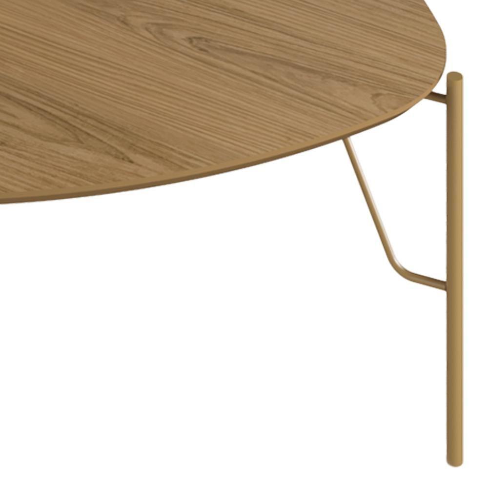 Mesa De Centro Para Sala De Estar Baixa Pés Industrial Dourado Alef I03 Louro - Lyam Decor - 6