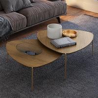 Mesa De Centro Para Sala De Estar Baixa Pés Industrial Dourado Alef I03 Louro - Lyam Decor - 2