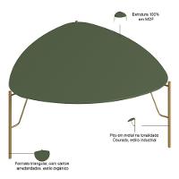 Mesa De Centro Para Sala De Estar Alta Pés Industrial Dourado Alef I03 Musgo - Lyam Decor - 2