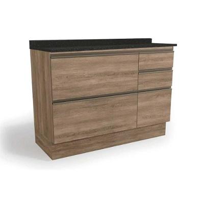 Gabinete P- Pia Cozinha Balcão C- Tampo Maxxi G746 C- 1 Porta E 4 Gavetas 120cm Nogal-preto Brilho - Kappesberg