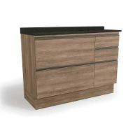 Gabinete P- Pia Cozinha Balcão C- Tampo Maxxi G746 C- 1 Porta E 4 Gavetas 120cm Nogal-preto Brilho - Kappesberg - 1