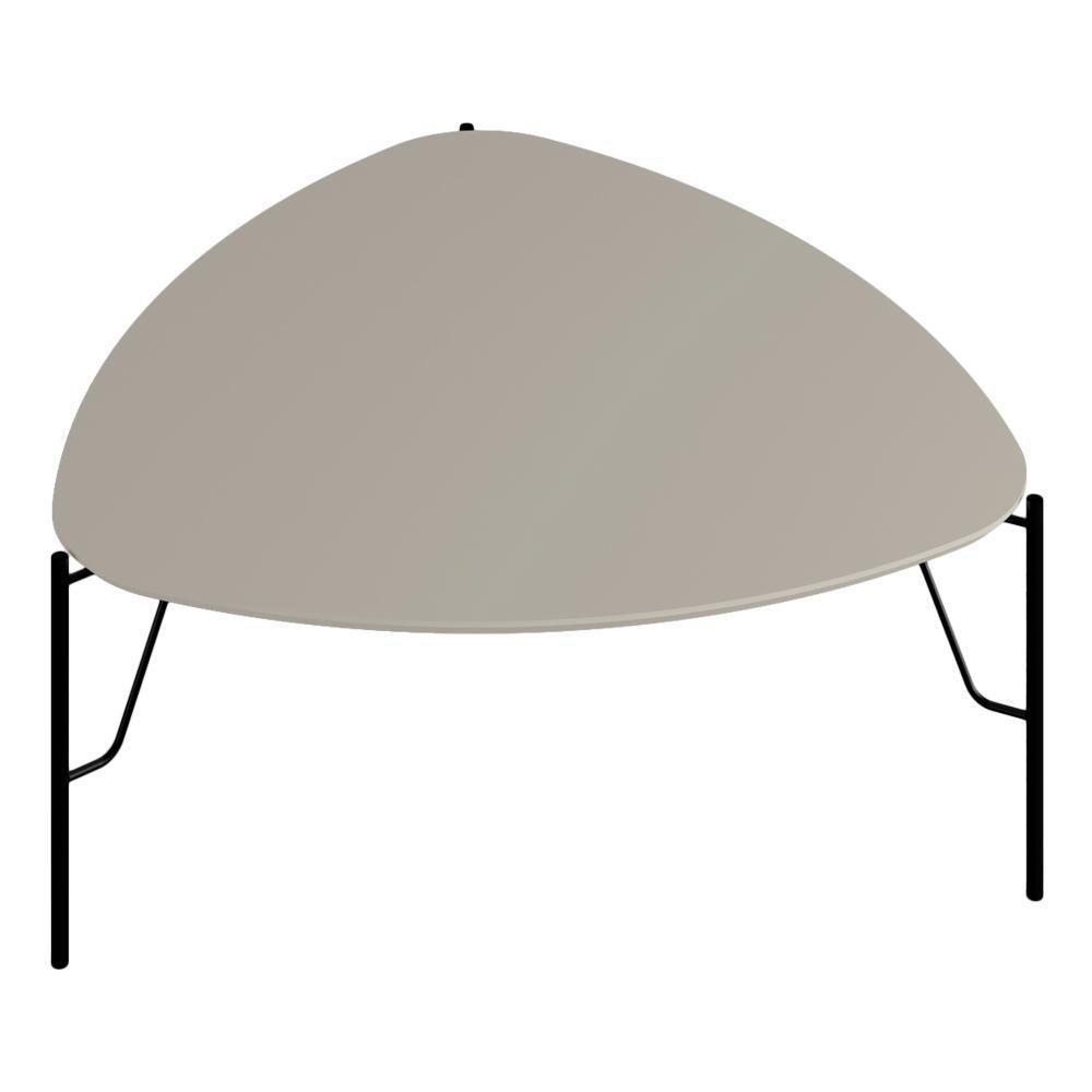 Mesa De Centro Para Sala De Estar Alta Pés Industrial Preto Alef I03 Grigio - Lyam Decor - 1