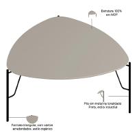 Mesa De Centro Para Sala De Estar Alta Pés Industrial Preto Alef I03 Grigio - Lyam Decor - 2