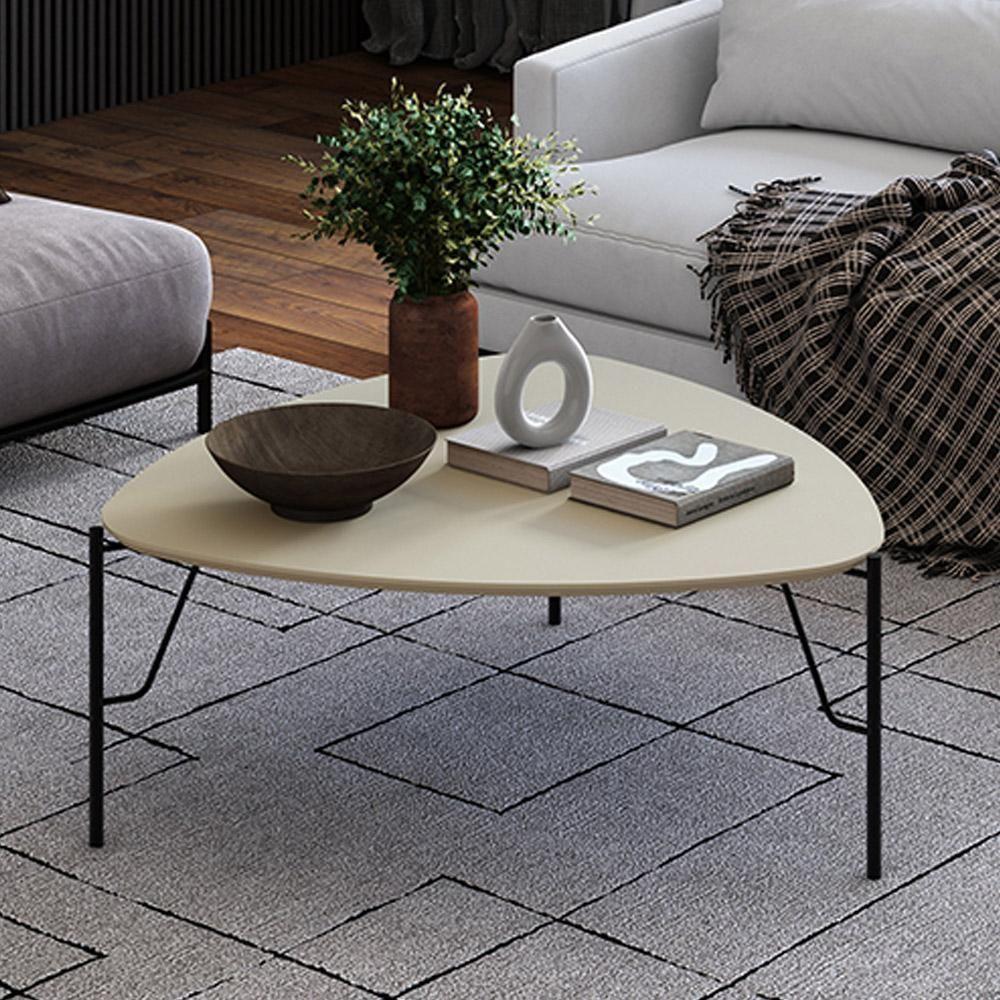 Mesa De Centro Para Sala De Estar Alta Pés Industrial Preto Alef I03 Luna - Lyam Decor - 2