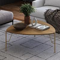 Mesa De Centro Para Sala De Estar Alta Pés Industrial Dourado Alef I03 Louro - Lyam Decor - 2