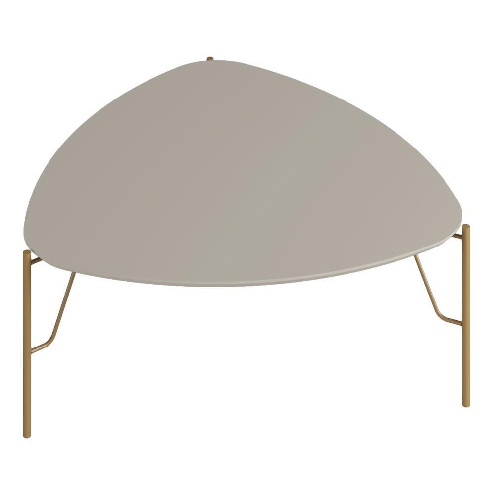 Mesa De Centro Para Sala De Estar Alta Pés Industrial Dourado Alef I03 Grigio - Lyam Decor - 1