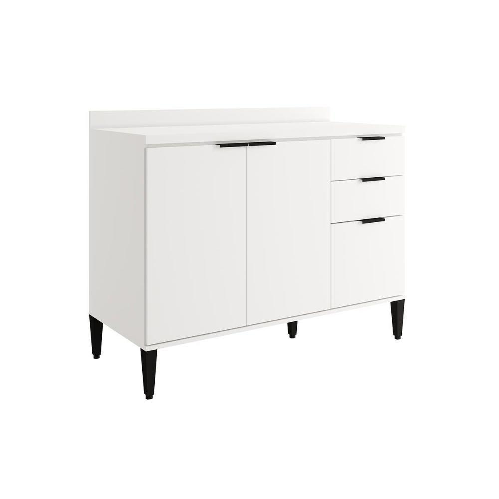 Gabinete P- Pia Cozinha Balcão Alpha 2506 3 Portas E 2 Gavetas S-tampo 120cm Branco - Carraro - 1