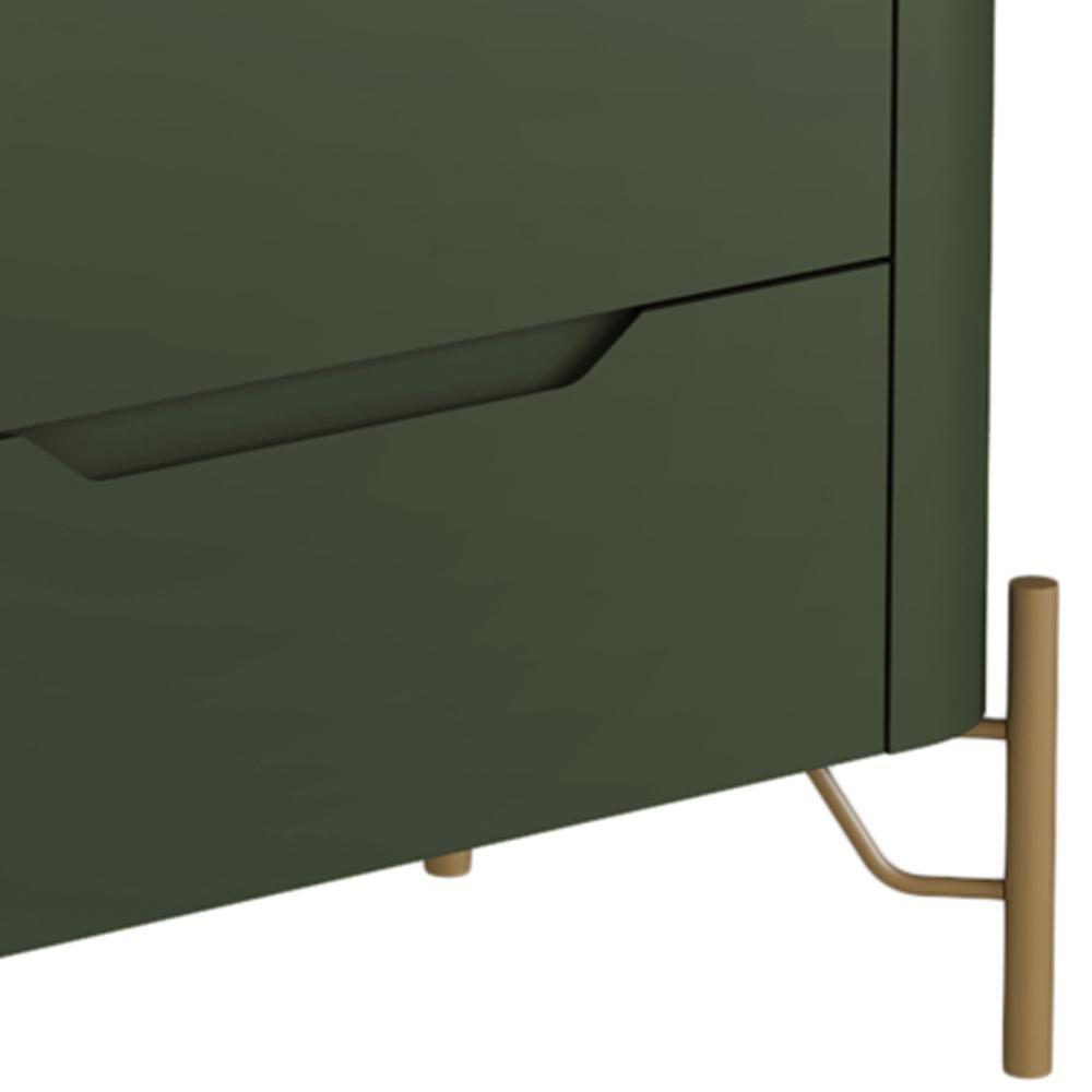 Mesa De Cabeceira Orgânica 3 Gavetas Pés Industrial Dourado Bliss I03 Musgo - Lyam Decor - 6