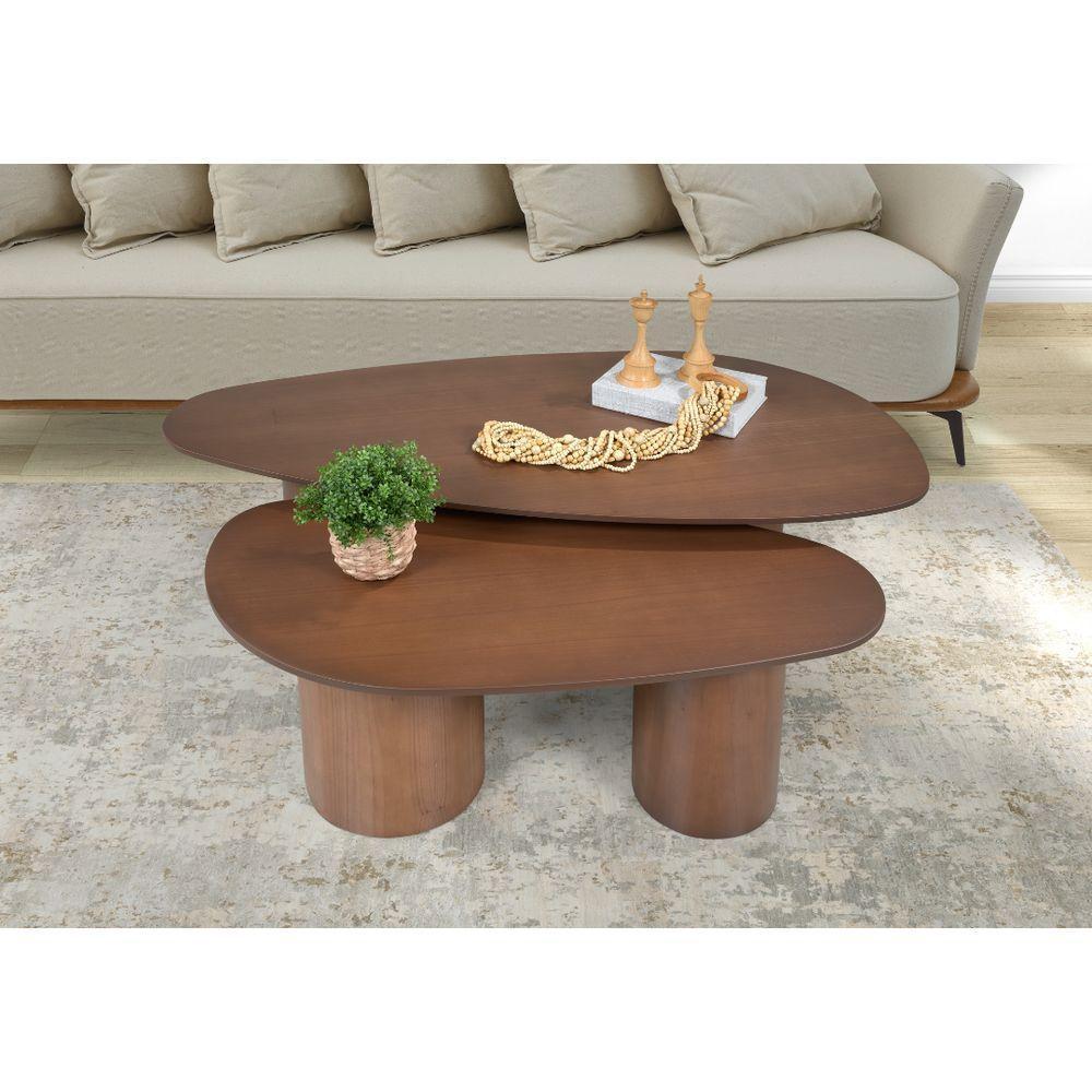 Mesa De Centro Imperial 1.22m Com Base Redonda Castanho - 1
