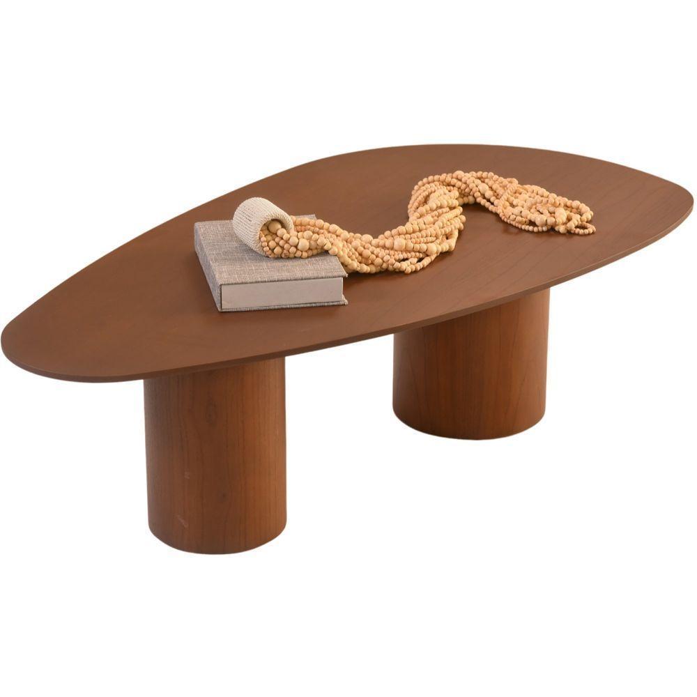 Mesa De Centro Imperial 1.22m Com Base Redonda Castanho - 2