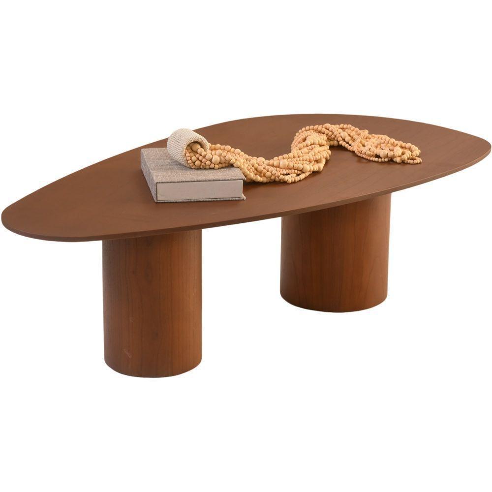 Mesa De Centro Imperial 1.22m Com Base Redonda Castanho - 7