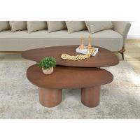 Mesa De Centro Imperial 1.22m Com Base Redonda Castanho - 1