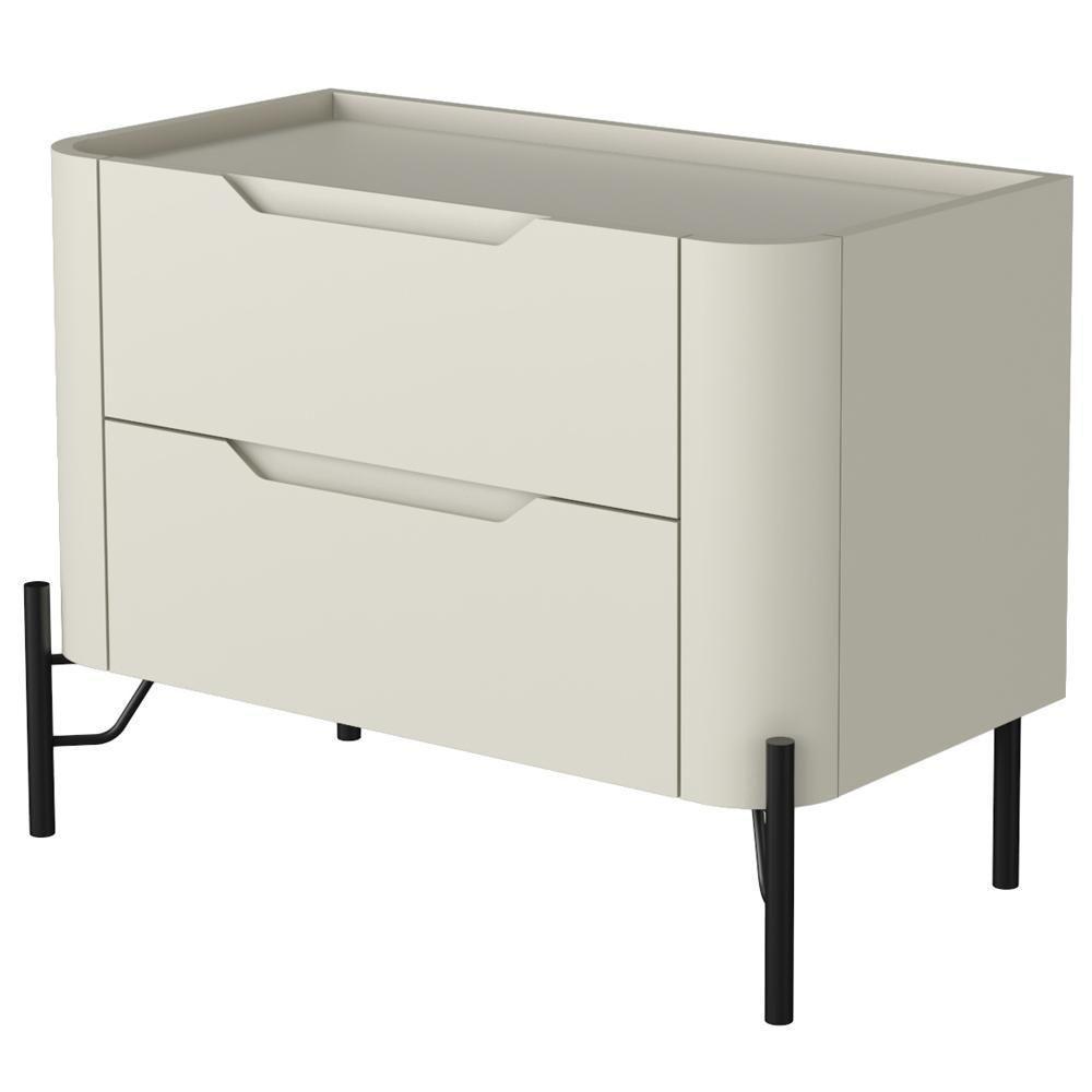 Mesa De Cabeceira Orgânica 2 Gavetas Pés Industrial Preto Bliss I03 Luna - Lyam Decor - 6