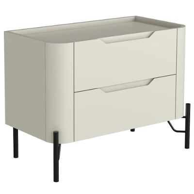 Mesa De Cabeceira Orgânica 2 Gavetas Pés Industrial Preto Bliss I03 Luna - Lyam Decor