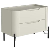 Mesa De Cabeceira Orgânica 2 Gavetas Pés Industrial Preto Bliss I03 Luna - Lyam Decor - 1