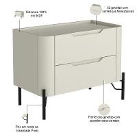 Mesa De Cabeceira Orgânica 2 Gavetas Pés Industrial Preto Bliss I03 Luna - Lyam Decor - 2