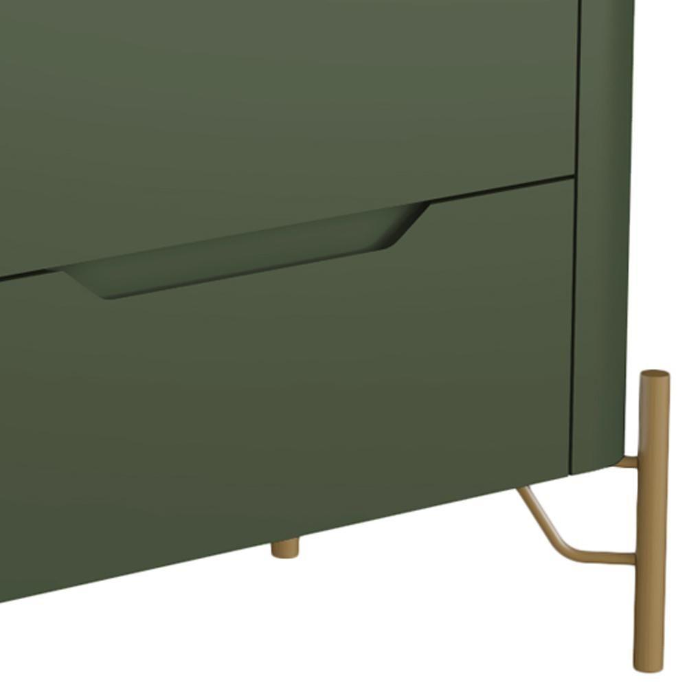 Mesa De Cabeceira Orgânica 2 Gavetas Pés Industrial Dourado Bliss I03 Musgo - Lyam Decor - 5