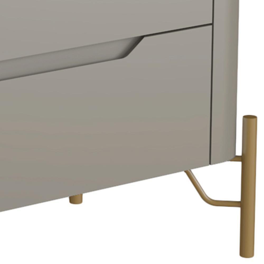 Mesa De Cabeceira Orgânica 2 Gavetas Pés Industrial Dourado Bliss I03 Grigio - Lyam Decor - 4