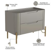 Mesa De Cabeceira Orgânica 2 Gavetas Pés Industrial Dourado Bliss I03 Grigio - Lyam Decor - 2
