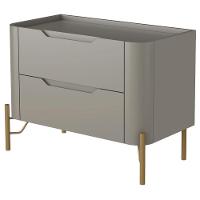 Mesa De Cabeceira Orgânica 2 Gavetas Pés Industrial Dourado Bliss I03 Grigio - Lyam Decor - 6