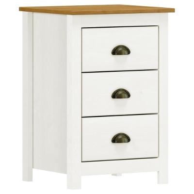 Mesa De Cabeceira 3 Gavetas Madeira Maciça Mazzaro F06 Branco Freijó - Lyam Decor