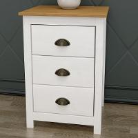 Mesa De Cabeceira 3 Gavetas Madeira Maciça Mazzaro F06 Branco Freijó - Lyam Decor - 2