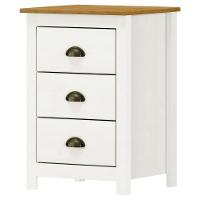 Mesa De Cabeceira 3 Gavetas Madeira Maciça Mazzaro F06 Branco Freijó - Lyam Decor - 5